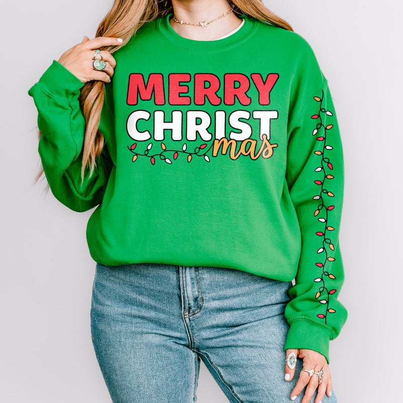 Merry CHRISTmas Printed Sleeve Sweatshirt