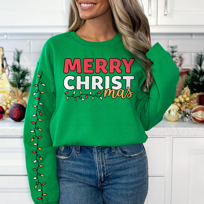 Merry CHRISTmas Printed Sleeve Sweatshirt