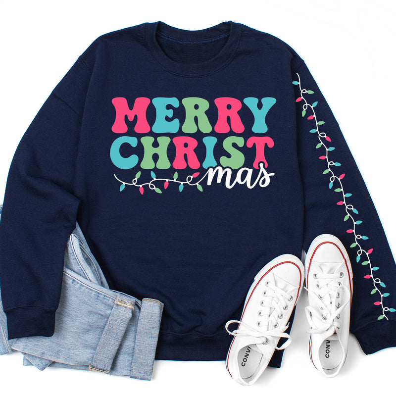 Merry CHRISTmas Printed Sleeve Sweatshirt