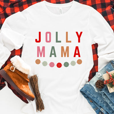  Jolly Mama Mama Mama Merry Xmas Holiday Retro Groovy Boho Long  Sleeve T-Shirt : Clothing, Shoes & Jewelry